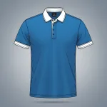 blue polo shirt with white collar and sleeve hem image